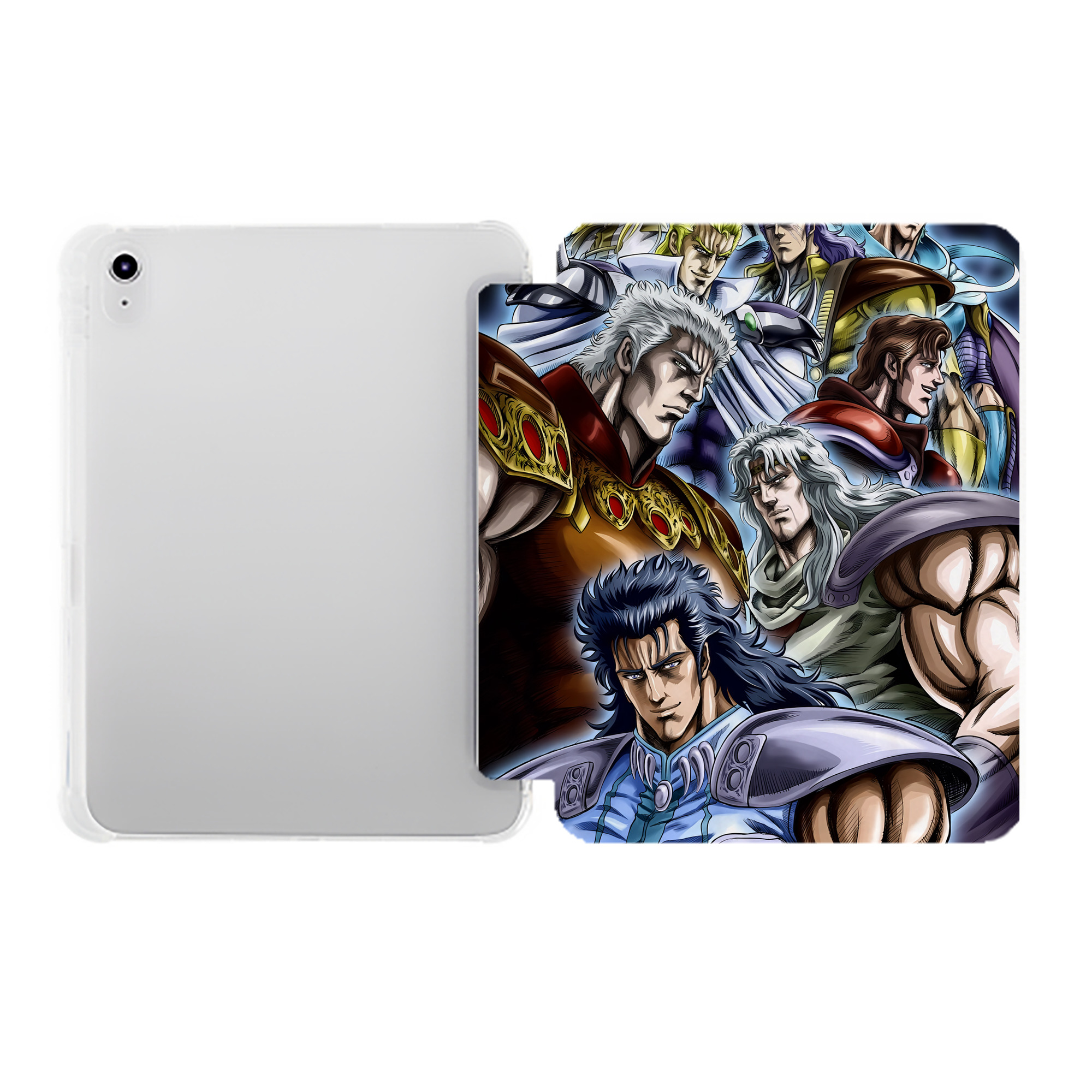 （画像用） 北斗の拳 Fist of the North Star IPad ケース ペン収納付き 三つ折りスタンド PUレザー×シリコン 対応機種9.5/10.5/10.9インチ